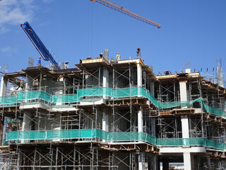 SEREMBAN, MALAYSIA -MARCH 7, 2020: Steel reinforced concrete structure is built at the construction...