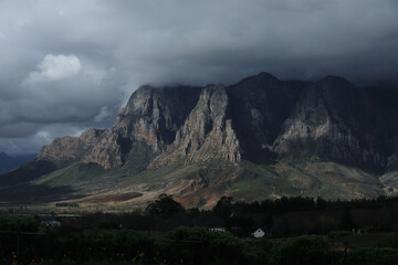 The majestic, textured face  Franschoek Mountains