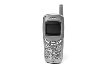 Old cell phone. Isolated over white background.