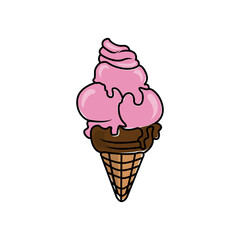 Fresh ice cream cone isolated on white background, such logo. Jpeg version also available in gallery