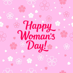 Happy Women's Day lettering on a floral background.