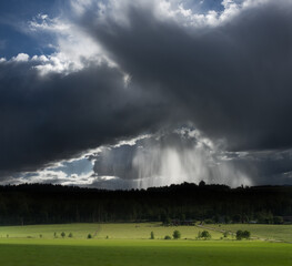 Sky with raincloud in rural landscape