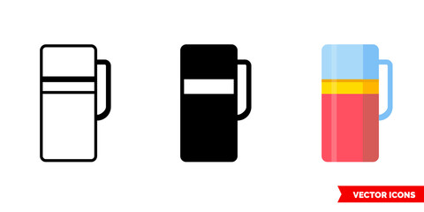 Thermos icon of 3 types. Isolated vector sign symbol.