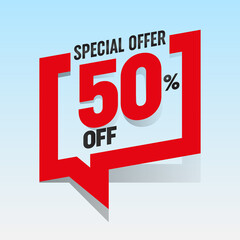 50 Percent Off. Special Offer. Sale Speech Bubble. Social Media, Sticker, Post Design