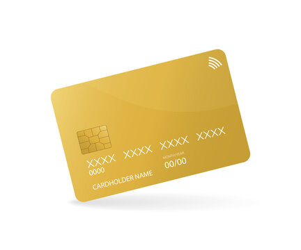 Credit card sign for mobile app design. Realistic 3d vector illustration. Digital chip.