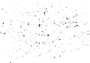 Handmade transparent splatter textured background. Black watercolor paint spatter, spots, dots, splashing in different sizes. Backdrop for overlay or montage. Abstract vector illustration.