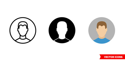 User icon of 3 types. Isolated vector sign symbol.