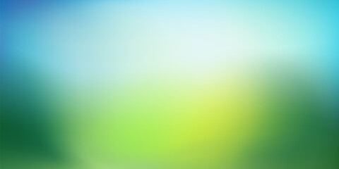 Abstract nature blurred background. Green gradient backdrop with sunlight. Ecology concept for your graphic design, banner or poster. Vector illustration