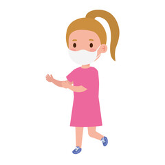 cute girl wearing medical mask to prevent coronavirus covid 19 on white background