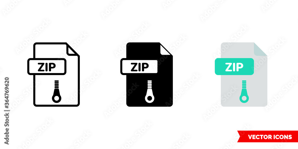 Fototapete zip file icon of 3 types. isolated vector sign symbol.