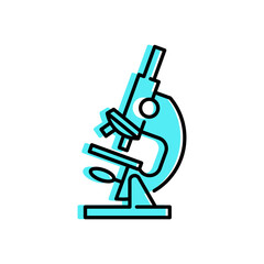 Microscope color vector illustration. Medical laboratory equipment icon. Science and medicine symbol.