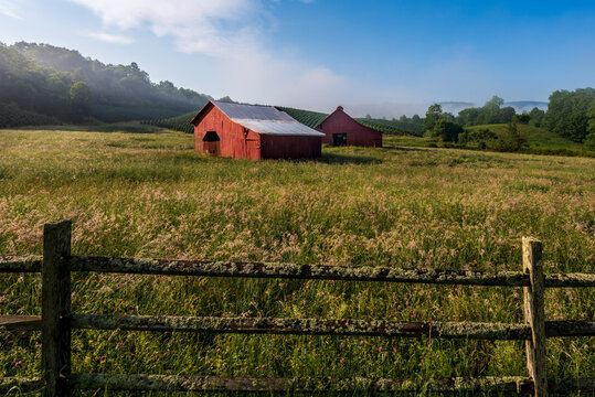 red barn in the field