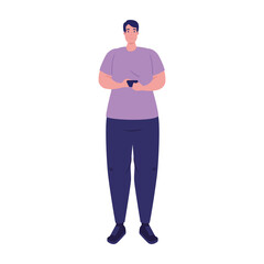 Man with smartphone chatting vector design