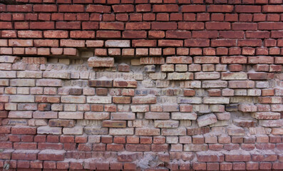 The texture of the clinker. Old red brick wall texture background. Red brick wall texture grunge. Abstract geometric pattern, Outdoor building wall.