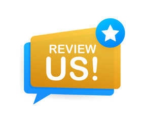 Review us. User rating concept. Review and rate us stars. Business concept. Vector illustration.
