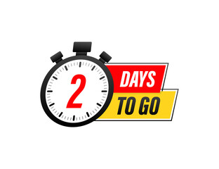 2 Days to go. Countdown timer. Clock icon. Time icon. Count time sale. Vector stock illustration.