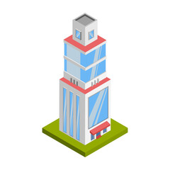 Graphic mall, Bank building, Isometric 3D illustration.