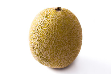 Cantaloupe yellow melon fruit isolated on white background