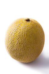 Cantaloupe yellow melon fruit isolated on white background