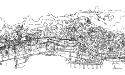 Outline city concept. Wire-frame style