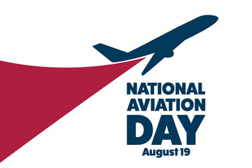 National Aviation Day. August 19. Holiday concept. Template for background, banner, card, poster with text inscription. Vector EPS10 illustration.