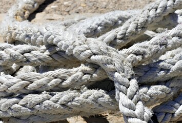 Nautical boat ropes close detail background with texture