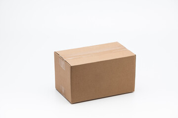 Packing cardboard boxes on white background stack or open