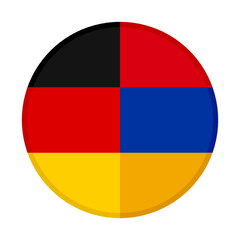 round icon with germany and armenia flags, isolated on white background
