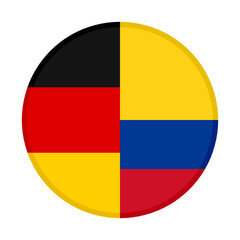round icon with germany and colombia flags, isolated on white background
