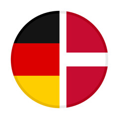 round icon with germany and denmark flags, isolated on white background
