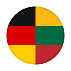 round icon with germany and lithuania flags, isolated on white background
