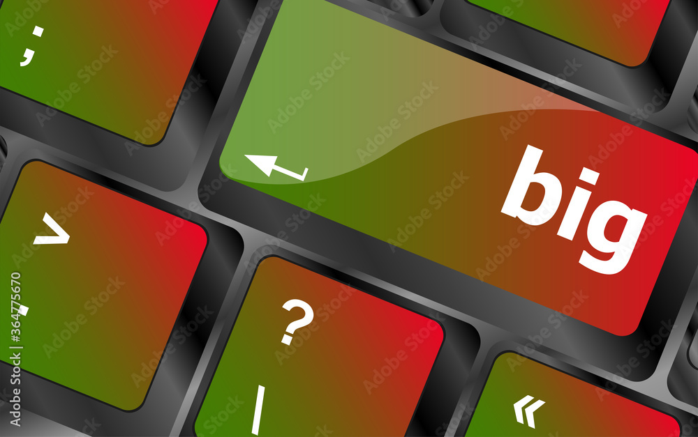 Poster big word on keyboard key, notebook computer button