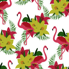 Pink flamingo seamless patter, vector illustration © Andreea Eremia 