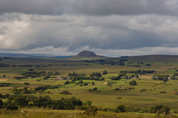 Slieve Mish or Slemish Mountain seen from Colin Top, Mid and East Antrim, County Antrim, Northern Ireland. Saint Patricks first home in Ireland and start finish of The Antrim Hills Way
