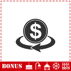 Money transfer icon flat