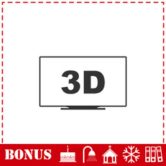 3D Television icon flat