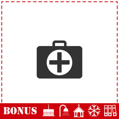 First aid kit icon flat