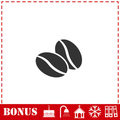 Coffee beans icon flat