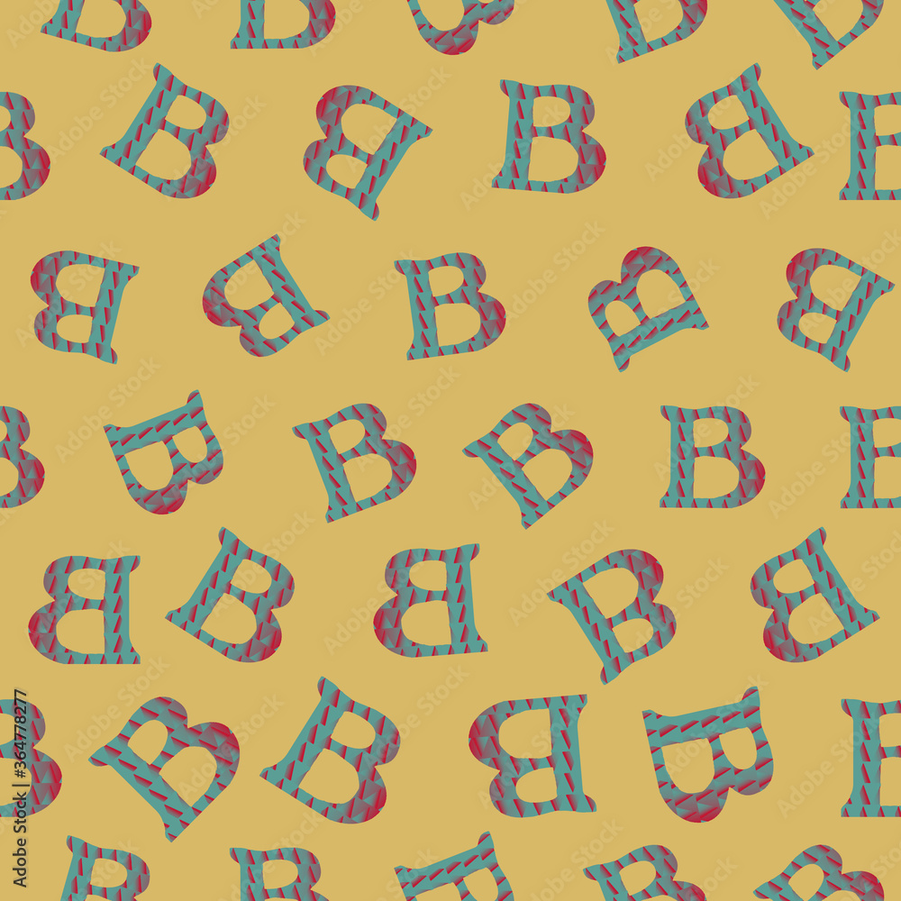 Poster b from the alfabet repeat pattern print background