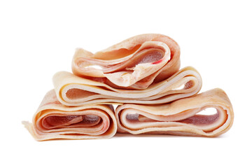 Raw pork skin isolated on white