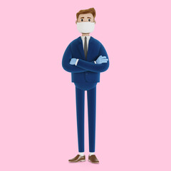 Cartoon character in mask and gloves. 3d illustration.