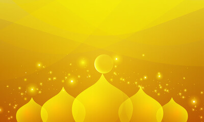 Mosque silhouette and abstract light. Islamic design banner background template. Gold light and holy. Religion classic background for card, greeting, invitation, poster, banner and also wallpaper.