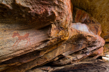 Zebra or quagga figure, Sevilla Bushman Rock Art Trail, Clanwilliam, Cederberg Mountains, Western Cape province, South Africa, Africa