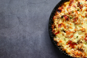high angle view homemade cooked pasta in bowl.