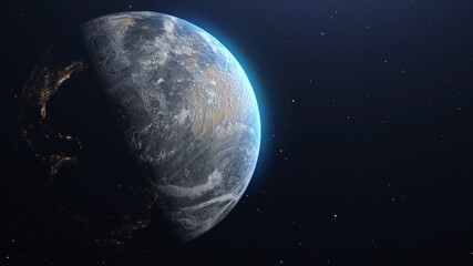 Planet earth from space Beautiful world skyline.