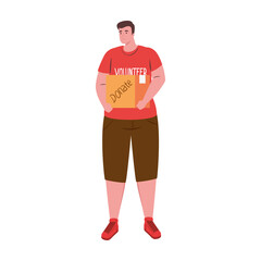 volunteer man with donate box design of Charity community care and work theme Vector illustration