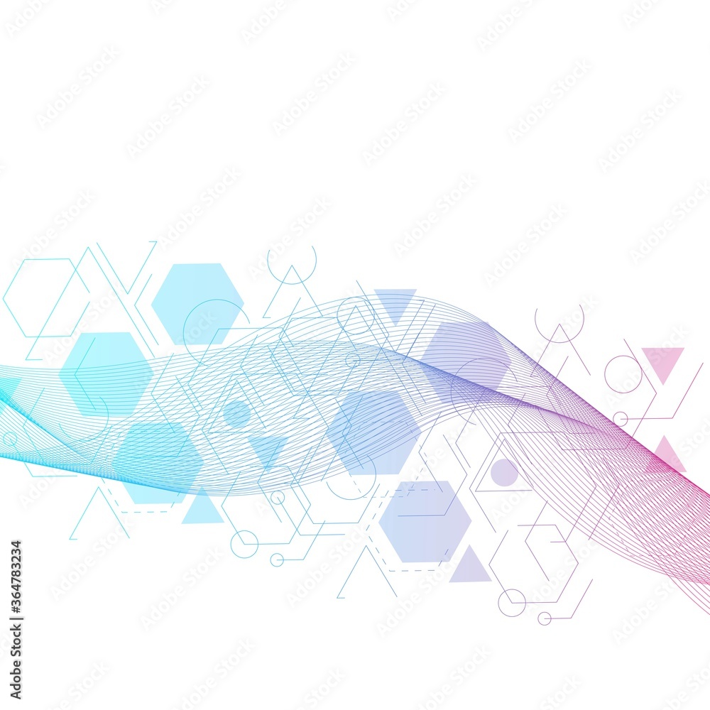 Poster hexagonal abstract background. big data visualization. global network connection. medical, technolog