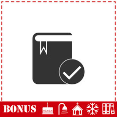 Selected book icon flat