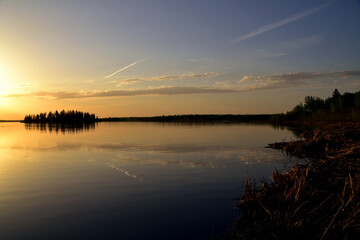 Fototapeta premium Sunset on Astotin Lake