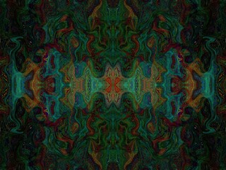 Minimalistic 3d abstract background peacock flame animal faces, masks, kaleidoscope, psychology test. For cards, decor and decoration